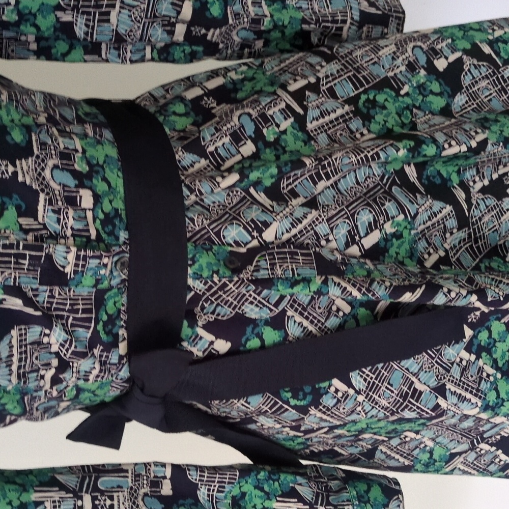 Boden Sharp Green and Navy Patterned Dress - Picture 6 of 10